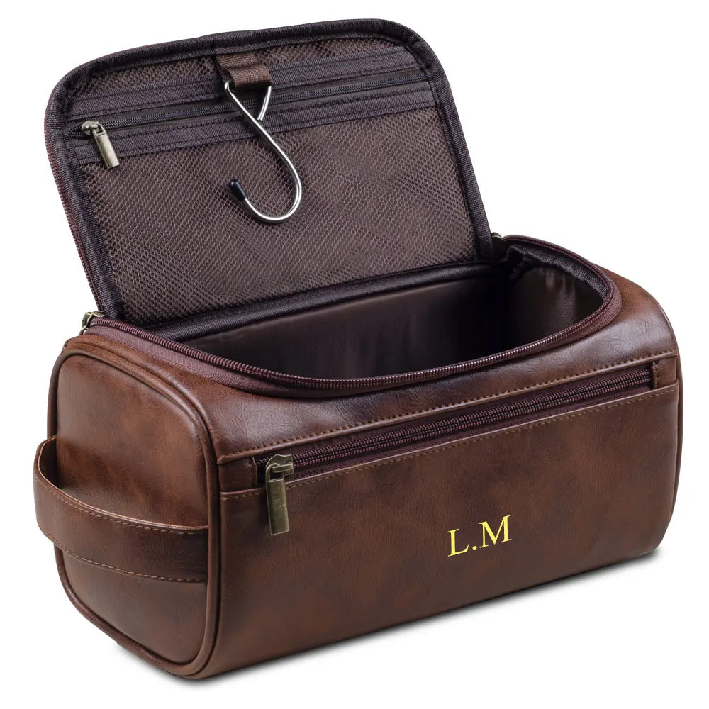Trousse de toilette en cuir compacte pour homme et femme - Kit de voyage en cuir - Taille S, Marron noyer., Moyen, Tb231311flr-g Trousse de toilette en cuir compacte pour homme et femme - Kit de voyage en cuir - Taille S, Marron noyer., Moyen, Tb231311flr-g