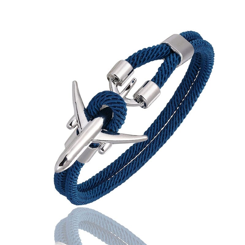 Bracelet pour homme en cordagge rouge et bleu et mousqueton