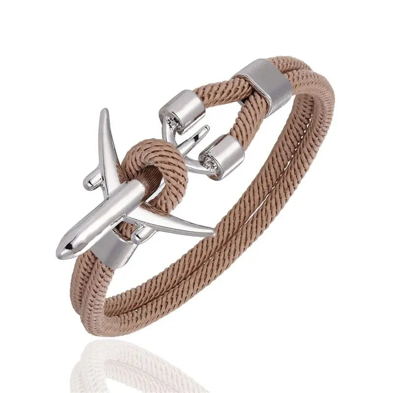 Bracelet Orange Clj Charles Le Jeune - Motif Avion De Ligne Gris - 21 Cm - NEUF