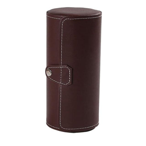 etui montre voyage cuir marron arrondi 3 montres