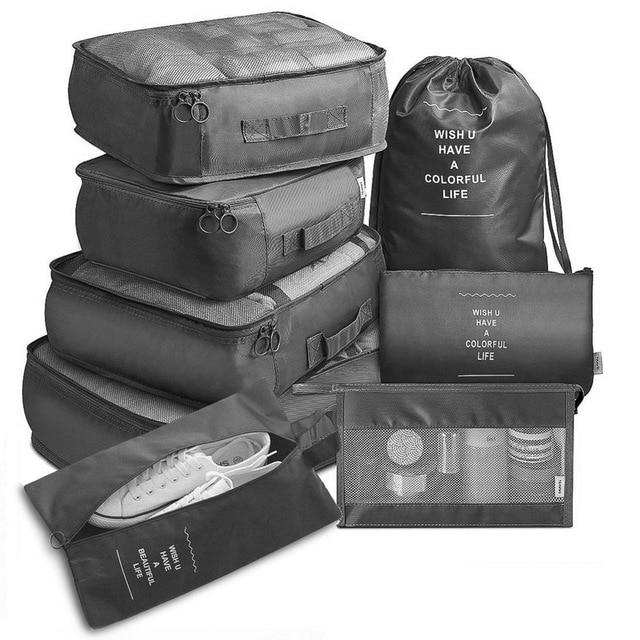 Organisateur Valise Lot De 8 Packing Cubes Nylon Organisateur De Valise Et  Bagage Organisateur De Sac