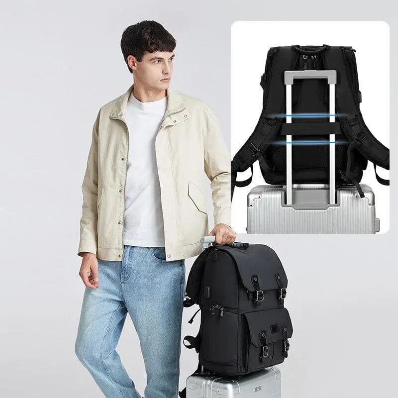 Sac à Dos Photo Voyage - 33x26.5x12.5cm, Polyester, Compartiments Ajustables, Pour Appareil DSLR Et Accessoires