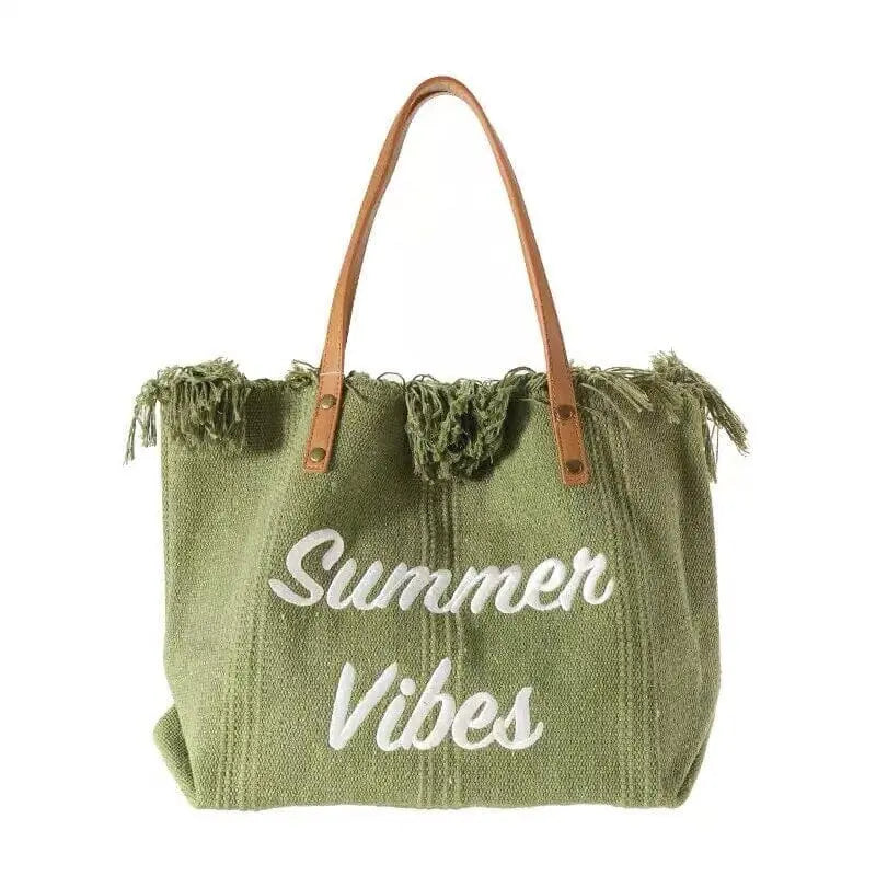 Sac à Bandoulière Femme En Toile Légère - Tote Bag Décontracté Pour Voyage D'été - Couleur Café
