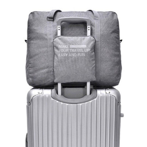 Sac de Voyage Pliable <br>"Make Your Travel Life Easy And Fun" (Gris)