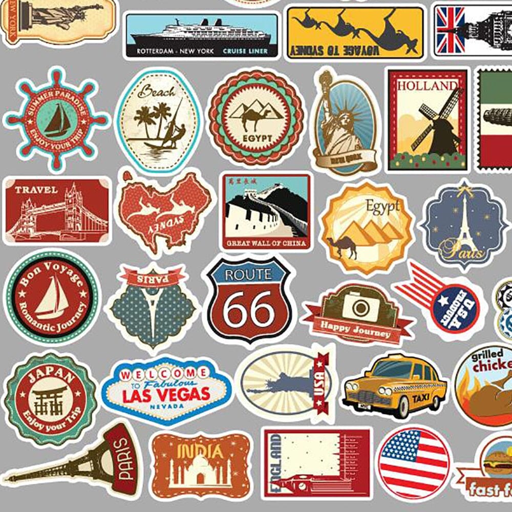 Stickers Valise Voyages (Pack de 50)