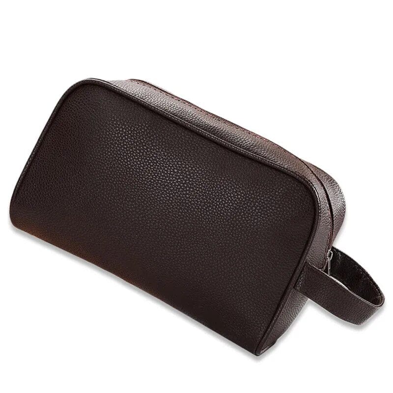 Trousse de toilette personnalisée en cuir pour homme avec sangle noire ou marron - Trousse de toilette pour homme en cuir PU végétalien brodée avec initiales cadeau fête des pères - France Trousse de toilette personnalisée en cuir pour homme avec sangle noire ou marron - Trousse de toilette pour homme en cuir PU végétalien brodée avec initiales cadeau fête des pères - France