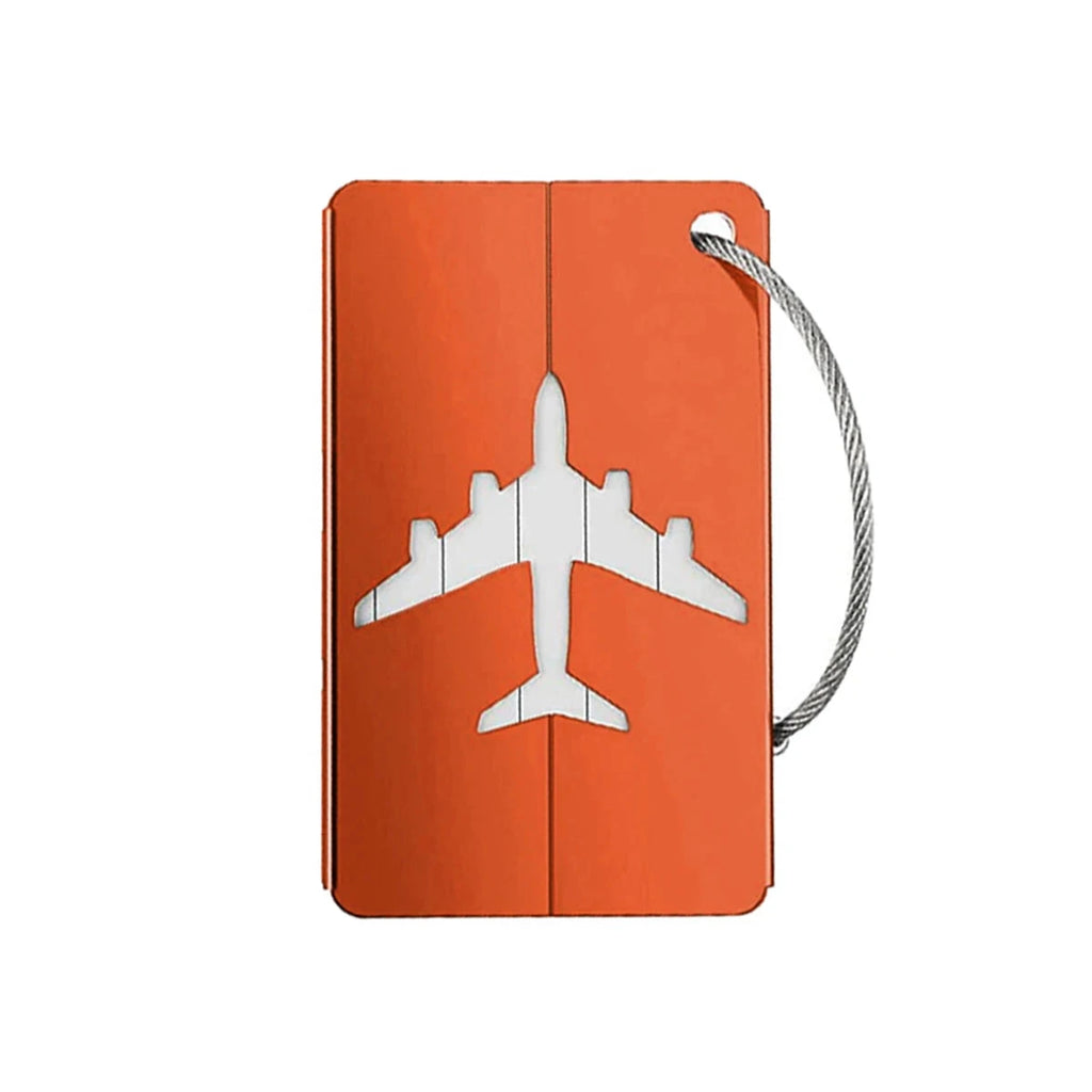 étiquette de valise avion orange
