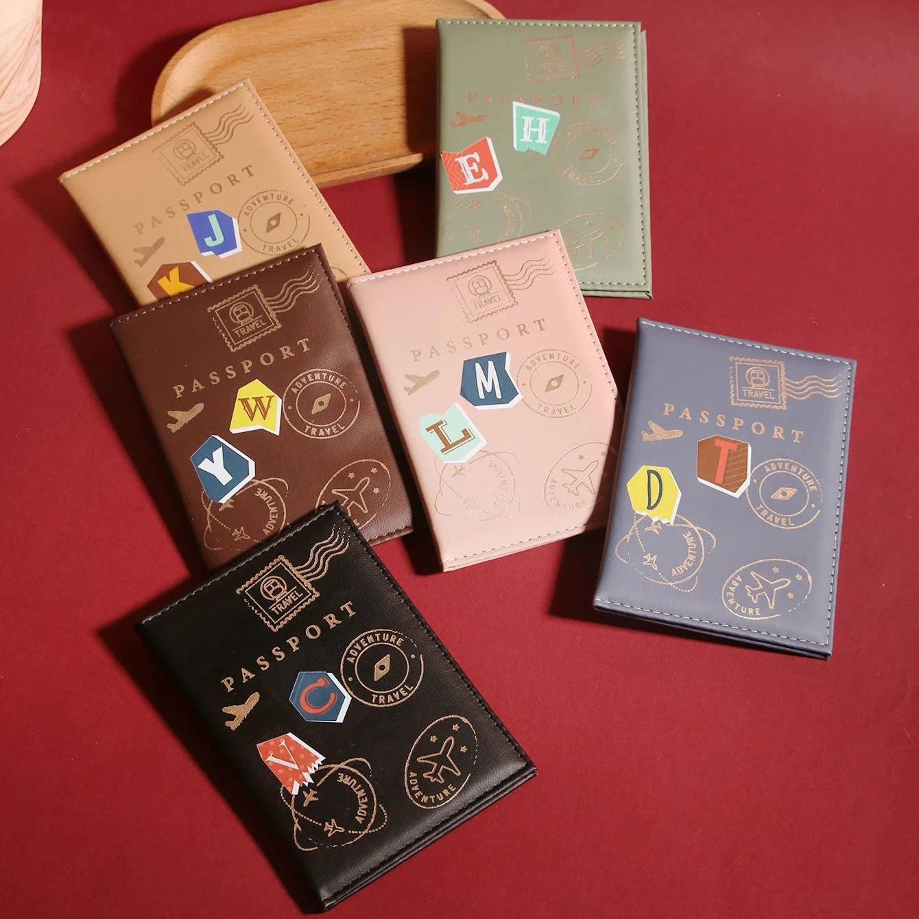 étui pour passeport personnalisé initiales