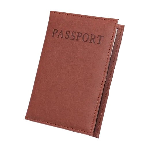 etui protège passeport marron