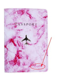 protege passeport personnalisé avion marbre rose