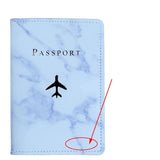 protege passeport personnalisé avion marbre bleu