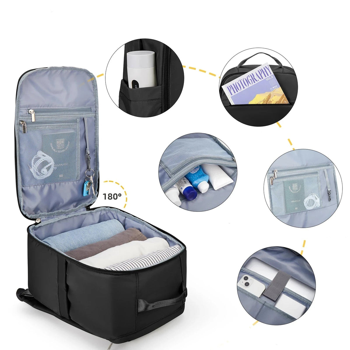 Sac à Dos Sous Vide Avec Pompe - Bagage Cabine Avion 40x20x25 EasyJet Ryanair - Compression Rapide