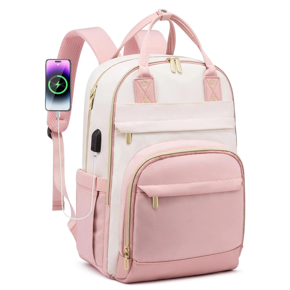 Sac à Dos Féminin pour Ordinateur 15.6 Pouces Rose