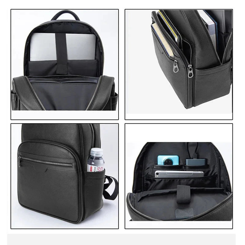 sac a dos noir cuir hommes