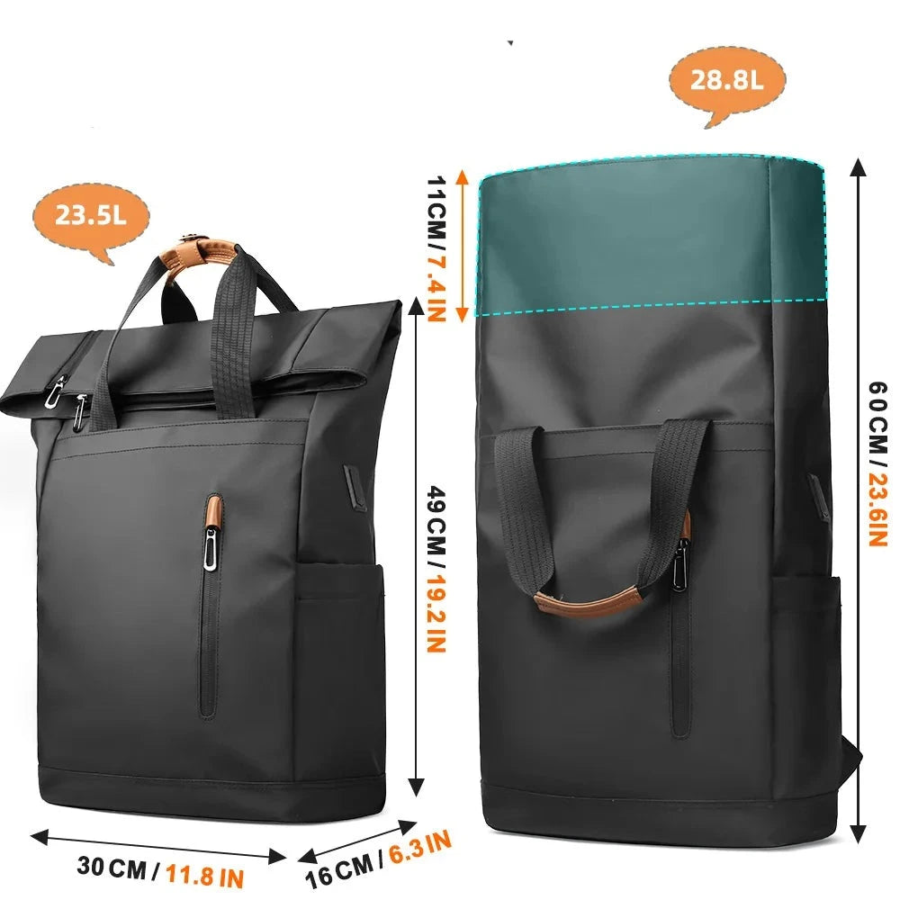 sac a dos roll top impermeable usb extensible