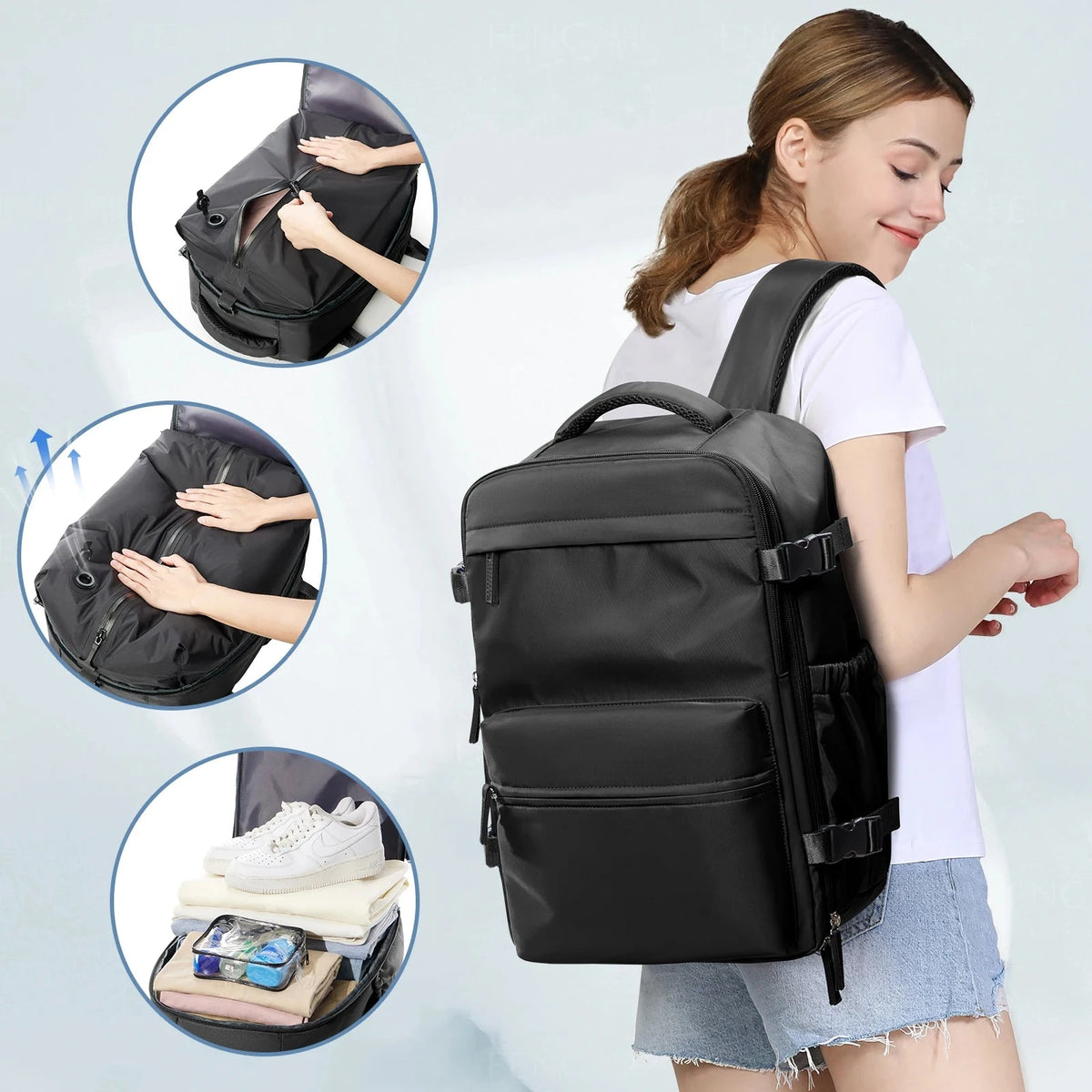 Sac Voyage Sous Vide Sac A Dos Cabine Noir Compression Sous Vide Bagage Cabine 40x30x20 Cm Sac Voyage Sous Vide Sac A Dos Cabine Noir Compression Sous Vide Bagage Cabine 40x30x20 Cm