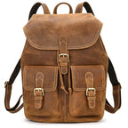 sac a dos vintage cuir marron veritable