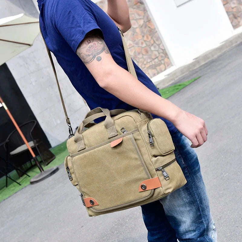 Sac Bandoulière Messenger Hommes Toile Vintage