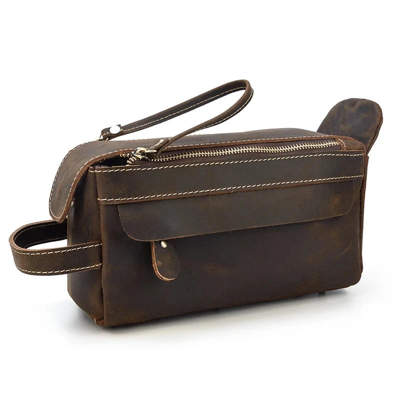 trousse de toilette cuir marron pour homme