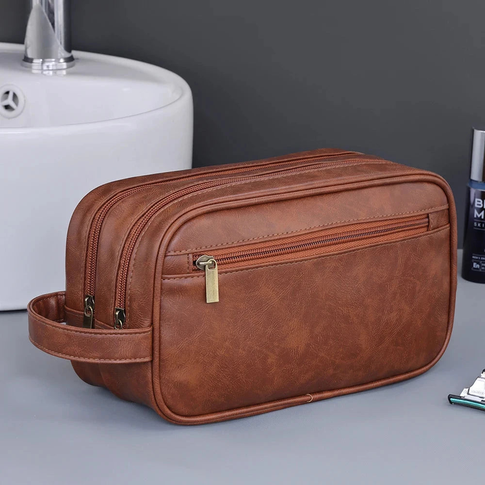 Trousse de Toilette Homme Double Compartiment marron