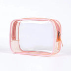 trousse de toilette plastique transparent rose