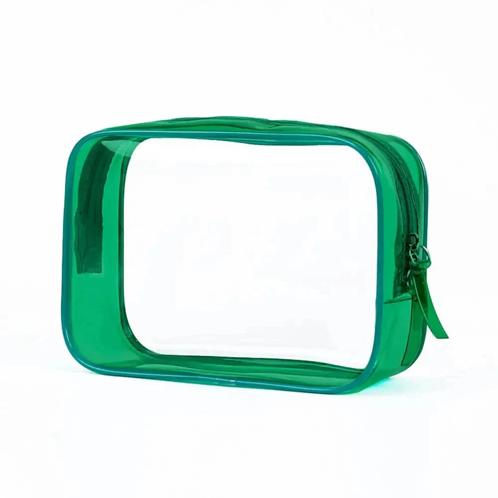 trousse de toilette plastique transparent vert