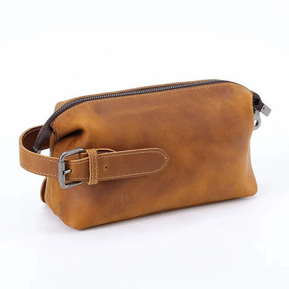 trousse de toilette pour homme en cuir