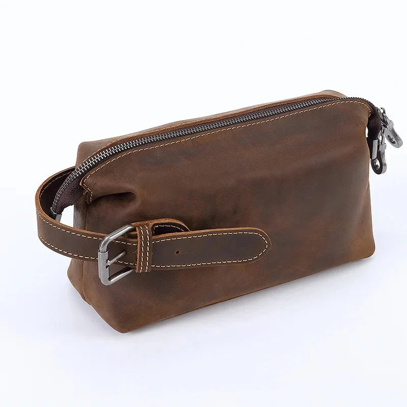 trousse de toilette pour homme en cuir vintage