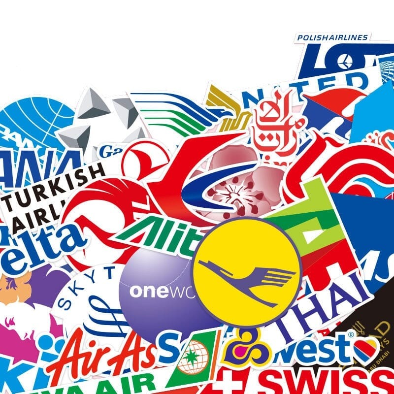 autocollant valises compagnies aerinennes pack de 45