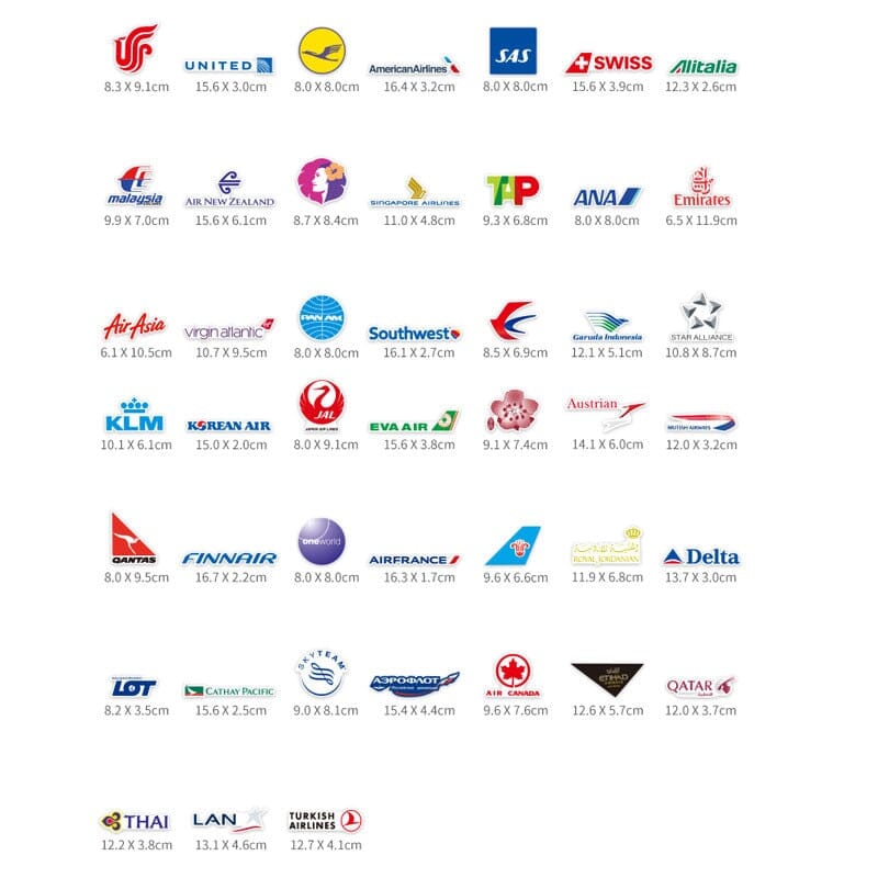 autocollants valise compagnies aerinennes pack de 45