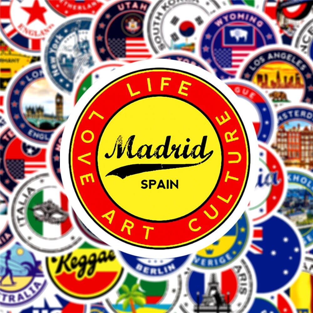 sticker valise globe trotteur pack de 60