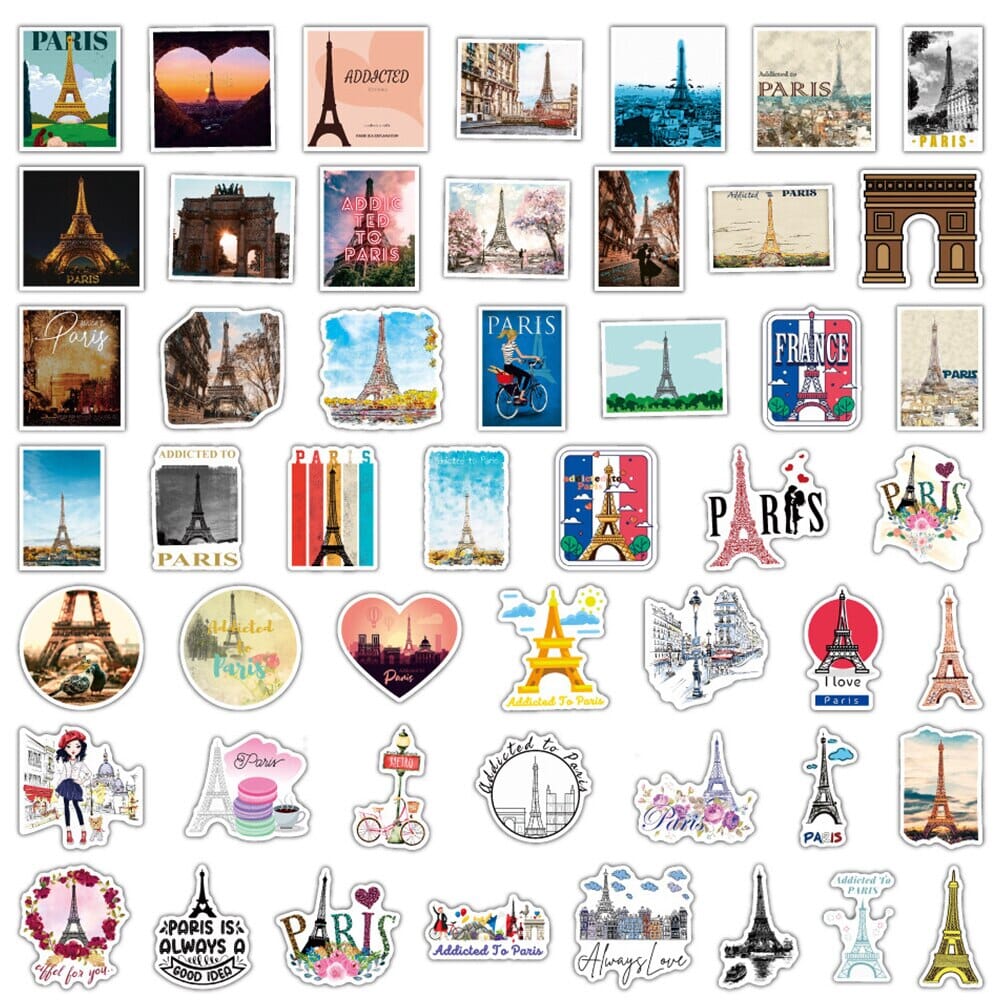sticker valise paris pack de 50