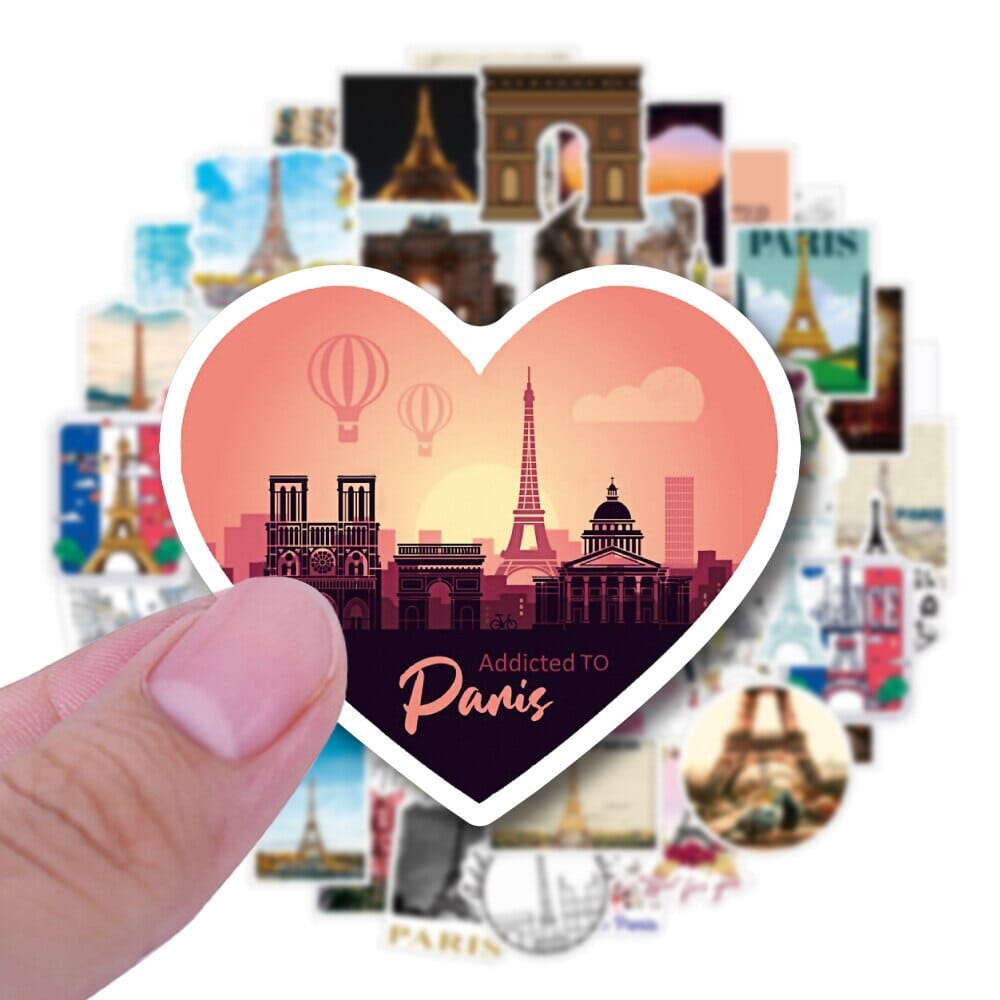 autocollant pour valise paris pack de 50