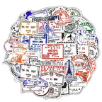 sticker valise tampons passeport pack de 50