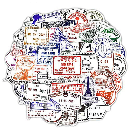 sticker valise tampons passeport pack de 50