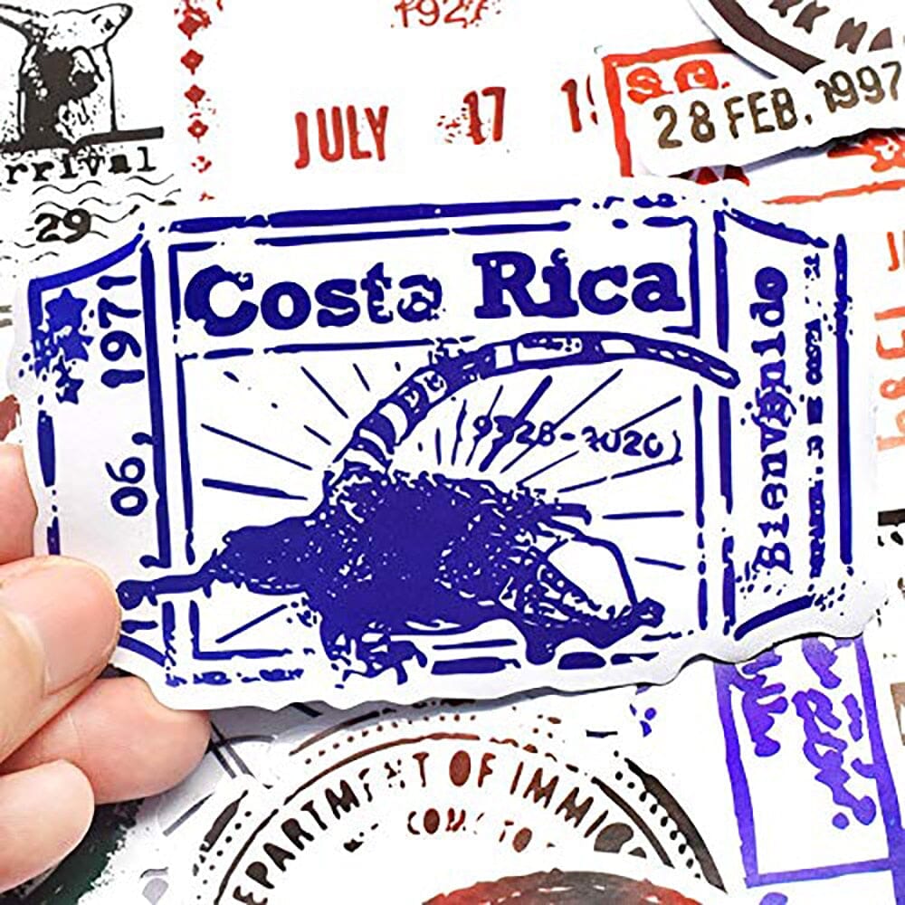 autocollant valise tampons passeport pack de 50