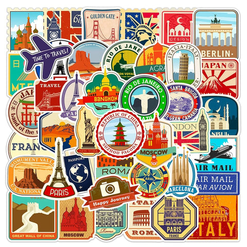 Stickers Valise Voyages (Pack de 50)