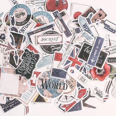 autocollants valise voyage pack de 90