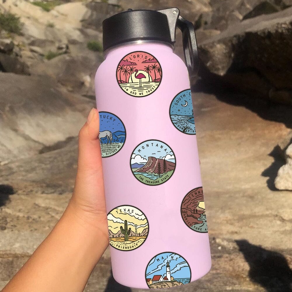 autocollant voyage valise usa pack de 50