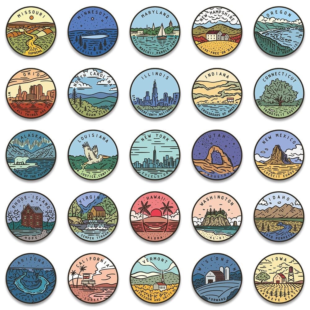 sticker voyage valise usa pack de 50