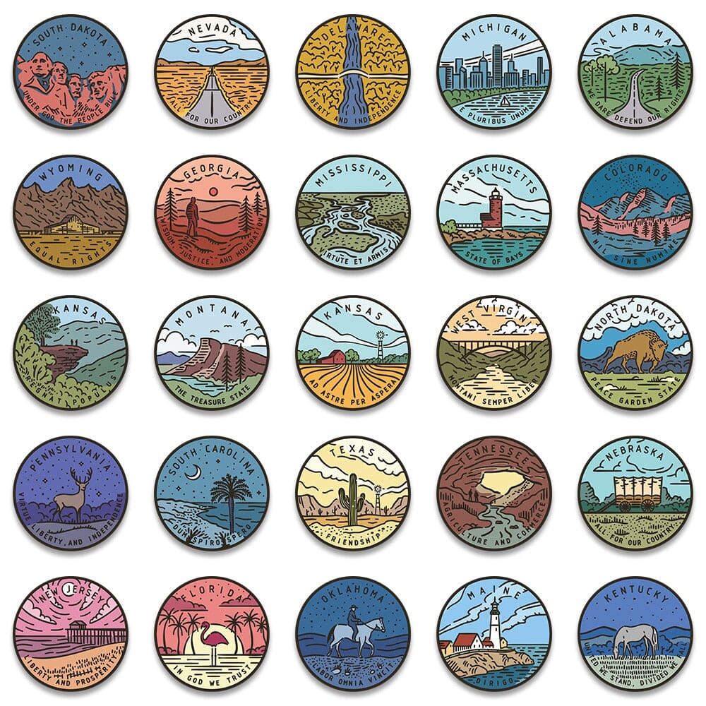 autocollants voyage valise usa pack de 50