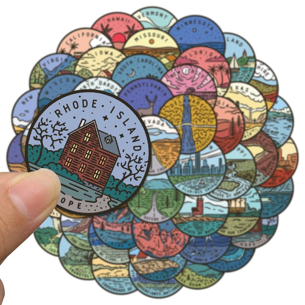 stickers valise voyage usa pack de 50