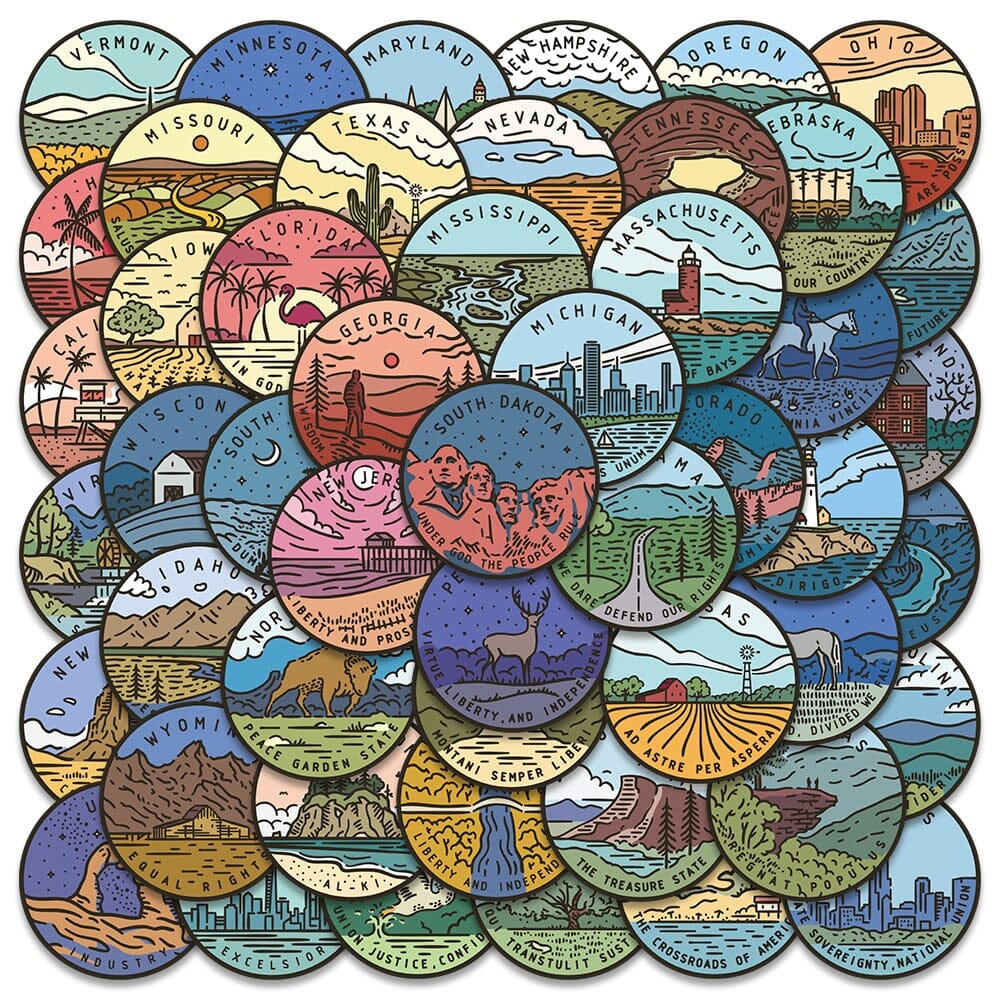 autocollants valise voyage usa pack de 50