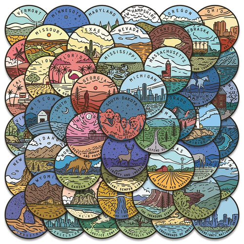 autocollants valise voyage usa pack de 50