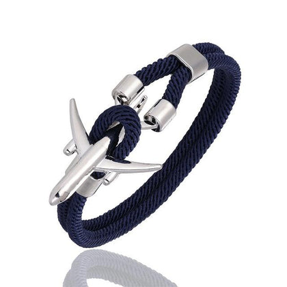 bracelet avion acier nylon bleu