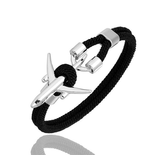 bracelet avion acier nylon noir
