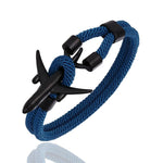 bracelet avion noir corde bleue