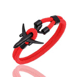 bracelet avion noir corde rouge