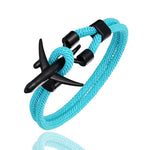 bracelet avion noir corde turquoise