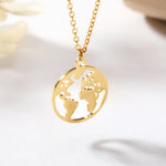 collier pendentif globe terrestre minimaliste